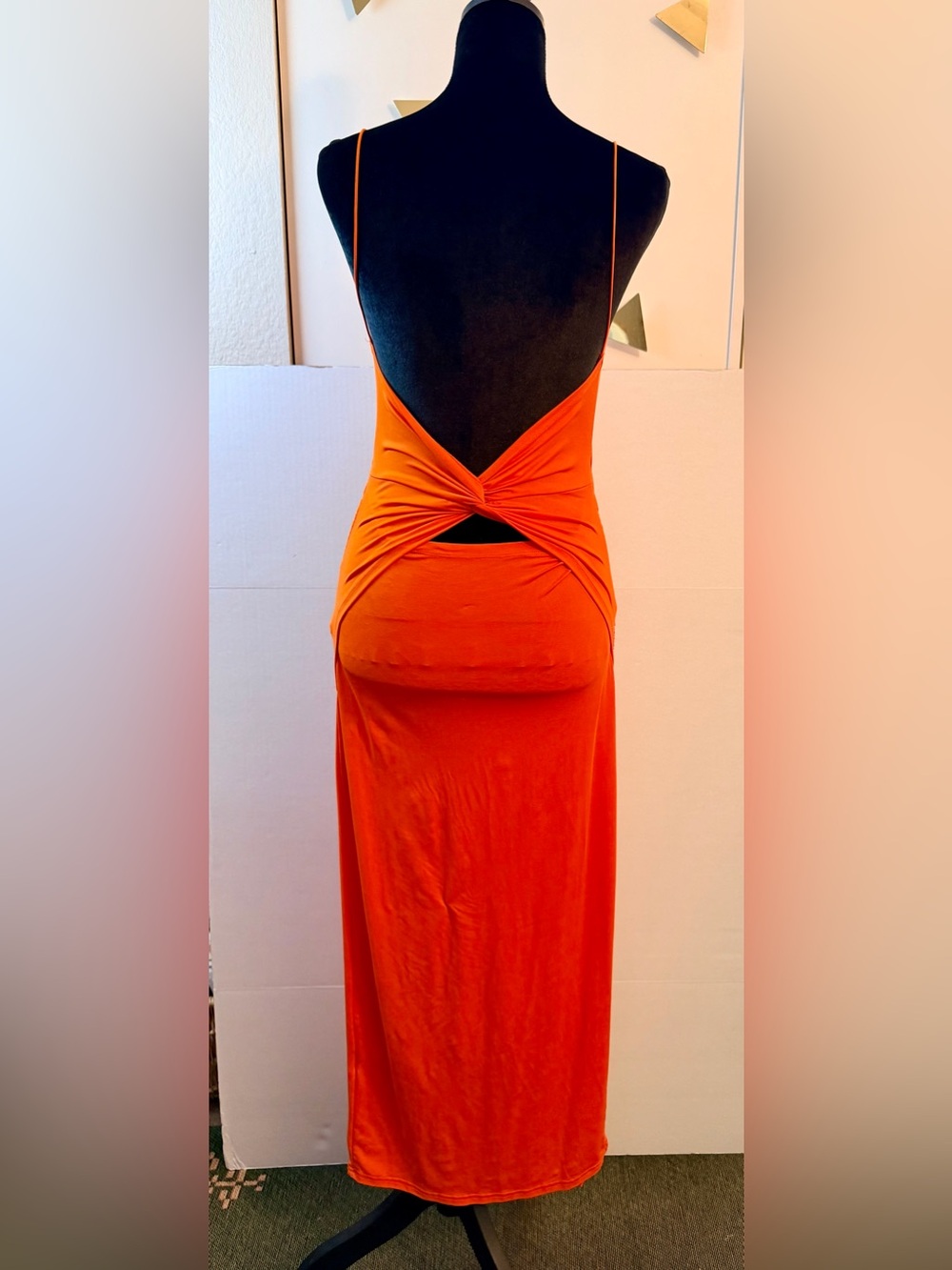 SHEIN Orange Backless Twist Maxi Dress